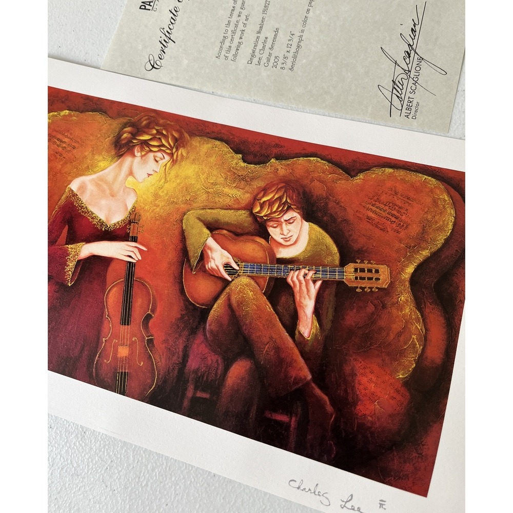 Charles Lee Signed Seriolithograph Print Guitar Serenade 2005 COA Park West Art
